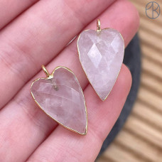 Подвеска сердце огранка горный хрусталь, цвет золото 18х13 мм
