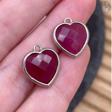 Подвеска сердце огранка кварц розовый тонированный, цвет серебро 13х15 мм