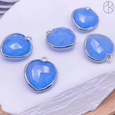Подвеска сердце огранка кварц тонированный голубой, цвет серебро 18х16