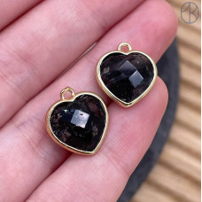 Подвеска сердце огранка кварц турмалиновый, цвет золото 13х15