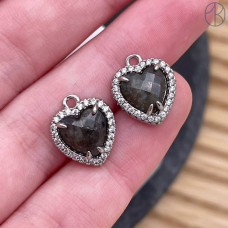 Подвеска сердце огранка лабрадор, цвет серебро 12 мм