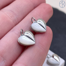 Подвеска сердце перламутр, цвет серебро 12 мм