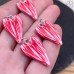 Подвеска сердце розовая эмаль полосы, цвет серебро 26 мм 