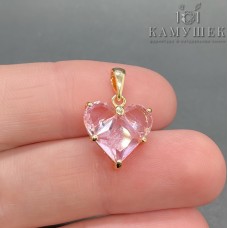 Подвеска Сердце розовые цирконы, цвет золото 14,5*14мм 