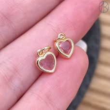 Подвеска сердце розовый циркон, цвет золото 6х8 мм
