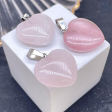 Подвеска Сердце Розовый кварц, цвет серебро 20х20 мм
