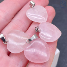 Подвеска Сердце Розовый кварц, цвет серебро 20х20 мм