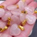 Подвеска сердце розовый кварц, цвет золото 16 мм