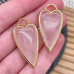 Подвеска сердце розовый кварц, цвет золото 30х12 мм