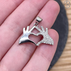 Подвеска сердце руки, цвет серебро 17х23 мм 