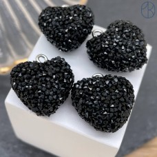 Подвеска Сердце сахарное черное, цвет серебро 20 мм