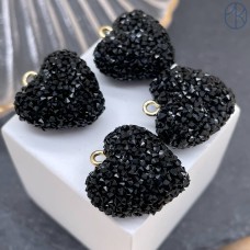 Подвеска Сердце сахарное черное, цвет золото 20 мм