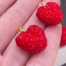 Подвеска Сердце сахарное красное, цвет золото 20 мм