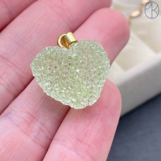 Подвеска Сердце сахарное зеленое, цвет золото 20 мм