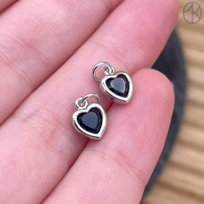 Подвеска сердце синий циркон, цвет серебро 6х8 мм