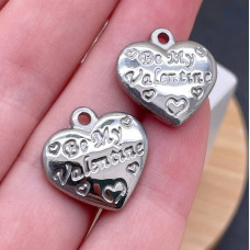 Подвеска сердце сталь 14 мм, цвет серебро 