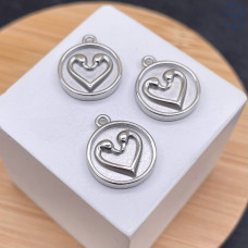 Подвеска сердце сталь 14 мм, цвет серебро 