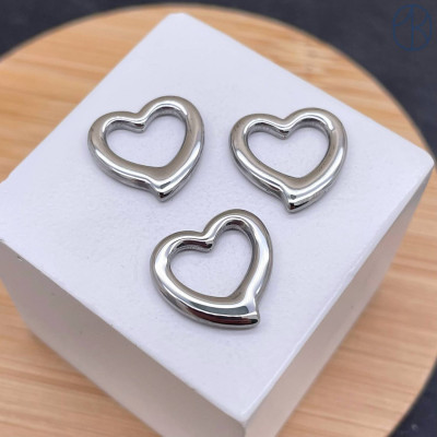 Подвеска сердце сталь 14 мм, цвет серебро 