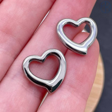 Подвеска сердце сталь 14 мм, цвет серебро 