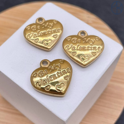 Подвеска сердце сталь 14 мм, цвет золото 18К