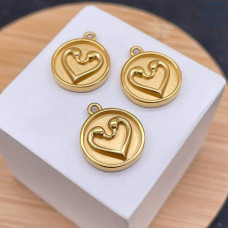 Подвеска сердце сталь 14 мм, цвет золото 18К