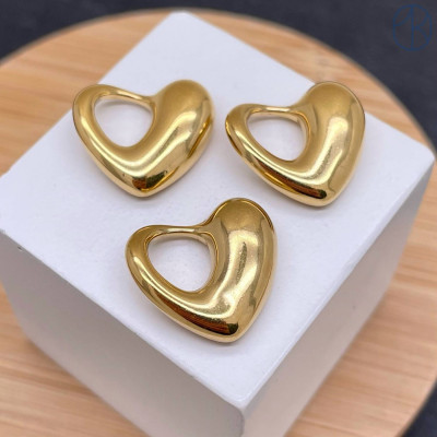 Подвеска сердце сталь 17 мм, цвет золото 18К 