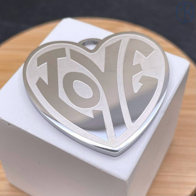 Подвеска сердце сталь 38 мм, цвет серебро 