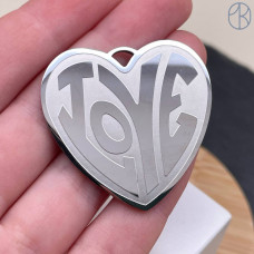 Подвеска сердце сталь 38 мм, цвет серебро 