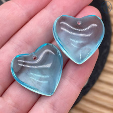 Подвеска сердце стекло голубое уп. 2 шт. 24 мм