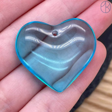 Подвеска сердце стекло голубое уп. 2 шт. 29 мм
