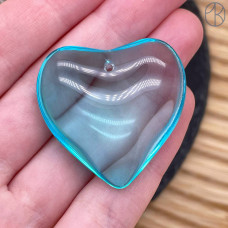 Подвеска сердце стекло голубое уп. 2 шт. 34 мм