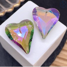 Подвеска сердце стекло (Paradise Shine) уп. 2 шт 26 мм