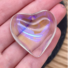 Подвеска сердце стекло прозрачное с переливом уп. 2 шт. 34 мм