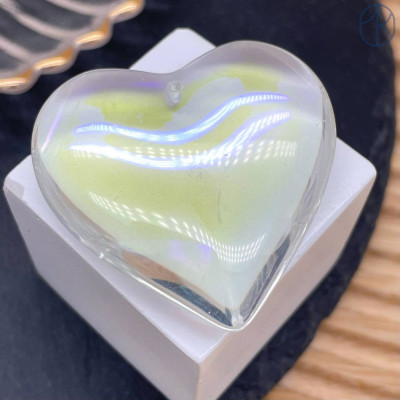 Подвеска сердце стекло прозрачное с переливом уп. 2 шт. 42 мм