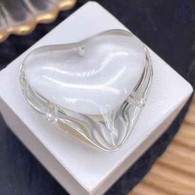 Подвеска сердце стекло прозрачное уп. 2 шт. 34 мм