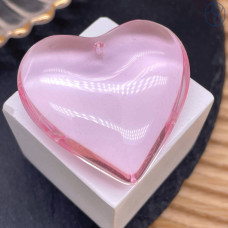 Подвеска сердце стекло розовое 42 мм