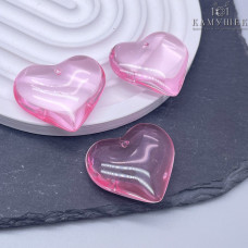 Подвеска сердце стекло розовое уп. 2 шт. 29 мм
