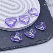 Подвеска сердце стекло сиреневое уп. 2 шт. 20 мм