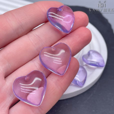 Подвеска сердце стекло сиреневое уп. 2 шт. 20 мм