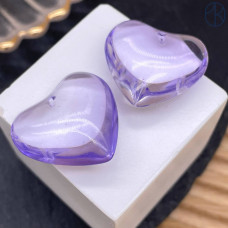 Подвеска сердце стекло сиреневое уп. 2 шт. 24 мм