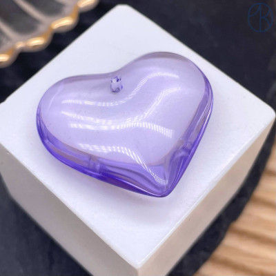 Подвеска сердце стекло сиреневое уп. 2 шт. 29 мм