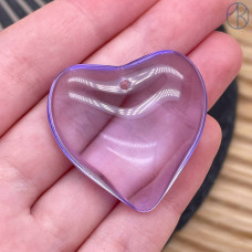 Подвеска сердце стекло сиреневое уп. 2 шт. 34 мм