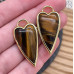 Подвеска сердце тигровый глаз, цвет золото 30х12 мм