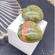 Подвеска сердце Унакит, цвет серебро, 30х30 мм