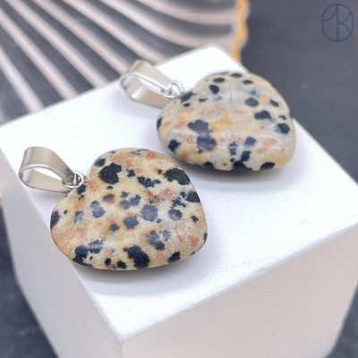 Подвеска Сердце Яшма далматиновая, цвет серебро 20х20 мм