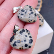 Подвеска Сердце Яшма далматиновая, цвет серебро 20х20 мм