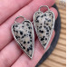 Подвеска сердце яшма далматиновая, цвет серебро 30х12 мм
