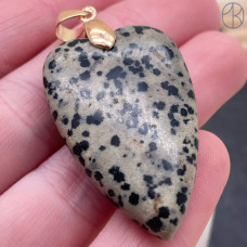 Подвеска сердце яшма далматиновая, цвет золото 25х40 мм