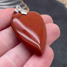 Подвеска сердце яшма красная, цвет серебро 25х40 мм