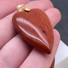 Подвеска сердце яшма красная, цвет золото 25х40 мм